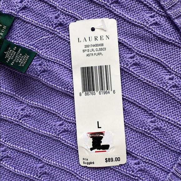 Lauren Ralph Lauren Cable Knit Sweater Vest Purple | Preppy Cotton Knit Top NWT - Picture 5 of 10